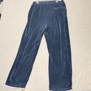 FUBU Velour Track Pants Navy Blue Embroidered Logo Athletic Sweatpants Mens XL